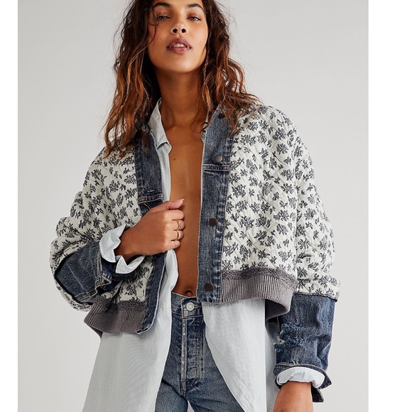 NWT Free People Ditsy Denim Jacket